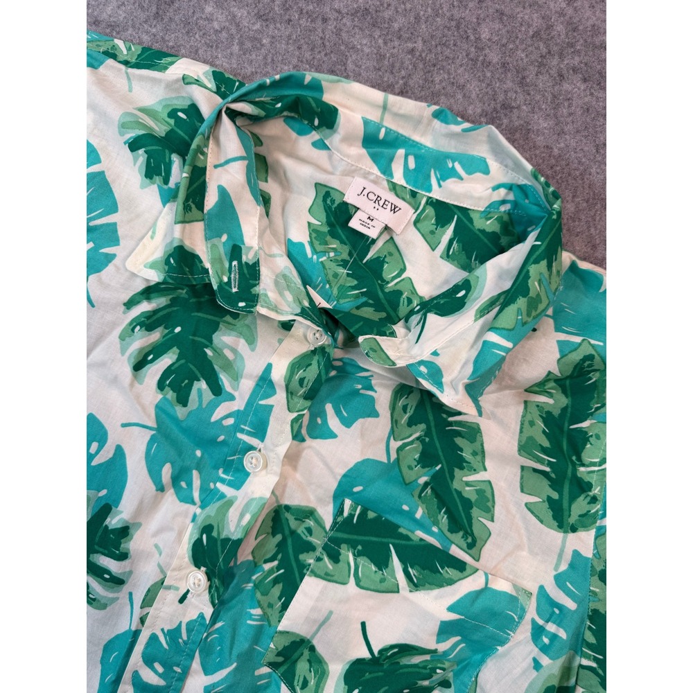 J.Crew Womens Green Tropical Monstera Leaf Print Button Down Shirt Size M
